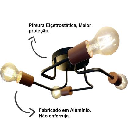 Imagem de Lustre Sputnik Aranha 4 Braços luminária Industrial