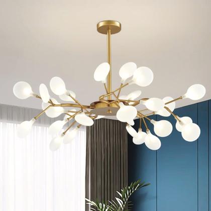 Imagem de Lustre Teto 75cm Ramos de Árvore 30 LEDs Luminária Metal Dourado Gimpo KJDD-E-522-GOLD-30