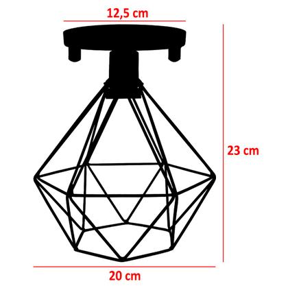 Imagem de Lustre Teto Plafon Industrial Aramado Diamante Retrô Luminária Sobrepor Vintage Branco Agp Ilumini