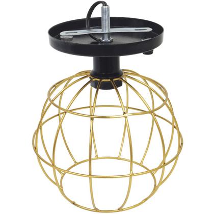 Imagem de Lustre Teto Plafon Industrial Aramado Globo Dourado Retrô Luminária Vintage Preto Agp Ilumini