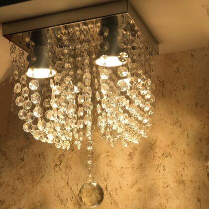 Imagem de Lustre Teto Sofisticado Cristal Acrílico Base Inox