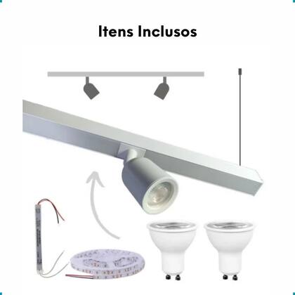 Imagem de Lustre Teto Trilho Com Lampada Pendente Mesa Iluminacao Spot