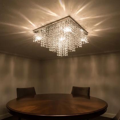 Imagem de Lustre vai montado,base 38x38 cm cristal legítimo k9