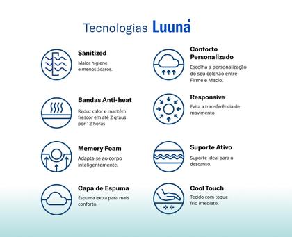 Imagem de Luuna Colchão, Original Cooling Macio, Tecnologia Cooling Touch, 4 Espumas E Molas Ensacadas
