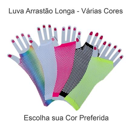 Imagem de Luva Arrastão Longa Gótica Fantasia Punk Rock Cores Diversas