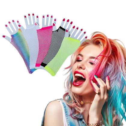Imagem de Luva Arrastão Longa Gótica Fantasia Punk Rock Cores Diversas