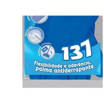 Imagem de Luva Borracha Mucambo Azul Pro 137 Lisa Antiderrapante - 8-G ./ Kit Com 10 Pares