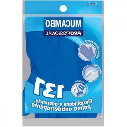 Imagem de Luva Borracha Mucambo Azul Pro 137 Lisa Antiderrapante - 8-G ./ Kit Com 10 Pares