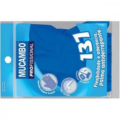 Imagem de Luva Borracha Mucambo Azul Pro 137 Lisa Antiderrapante - 8-G ./ Kit Com 10 Pares