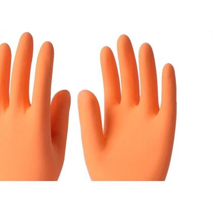 Imagem de Luva Borracha Sanro Forrada Antiderrapante Plus Laranja G - Kit C/10 Pecas