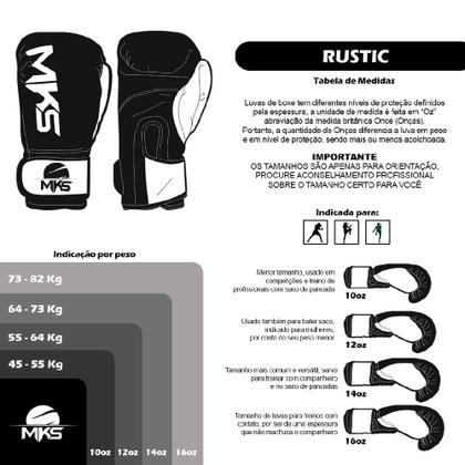 Imagem de Luva Boxe Mks Combat Rustic - Preto/Branco