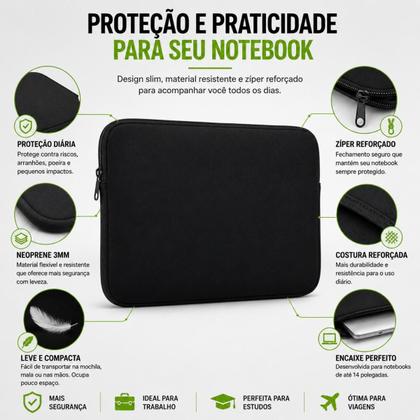Imagem de Luva Capa Notebook Leptop 14 Polegadas Multilaser LenovoAvell Dell Acer Asus entre Outras Marcas