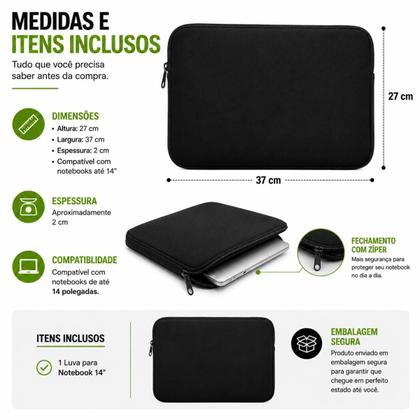 Imagem de Luva Capa Notebook Leptop 14 Polegadas Multilaser LenovoAvell Dell Acer Asus entre Outras Marcas