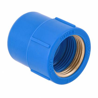 Imagem de Luva com Bucha PVC Azul Roscável e Soldável 3/4x3/4" 25x25mm Plastilit