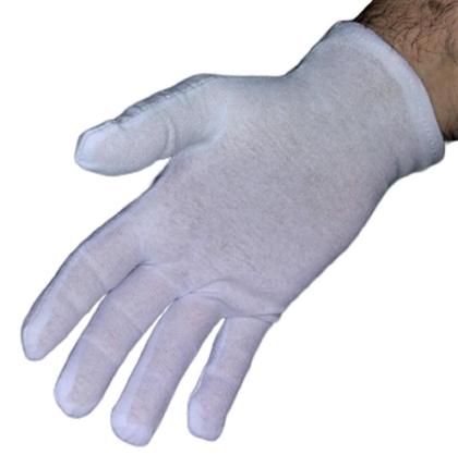 Imagem de Luva de Algodão 1 Par Tamanho P  Branca Fantasia Garçom Buffet Alergia mãos