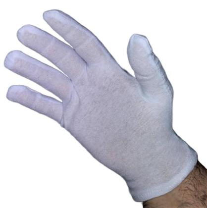 Imagem de Luva de Algodão 1 Par Tamanho P  Branca Fantasia Garçom Buffet Alergia mãos