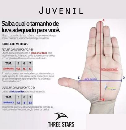 Imagem de Luva de Goleiro Juvenil Three Stars Keeper Palma Preta