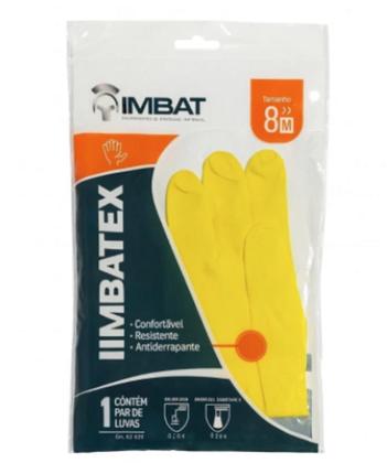 Imagem de Luva de látex amarela para limpeza tamanho m (08) - imbat