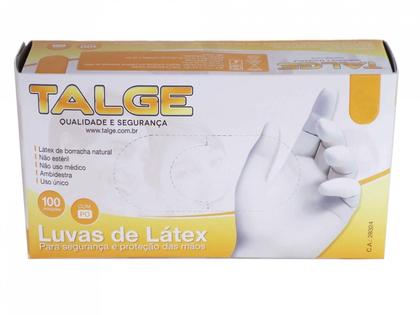 Imagem de Luva de Látex com Pó Tamanho M 50 Pares Branca Talge