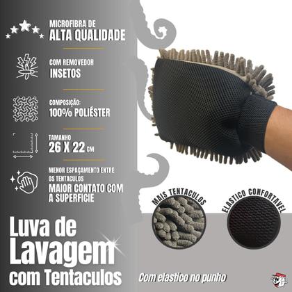 Imagem de Luva De Lavagem Com Tentáculos Cinza E Removedor de Insetos 26x22cm Lincoln
