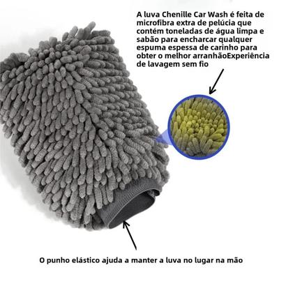 Imagem de Luva de Lavagem de Carro de Microfibra Dupla Face - Ultra Absorvente e Sem Arranhões