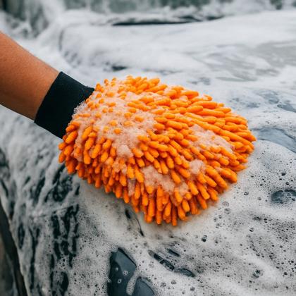 Imagem de Luva De Microfibra Lavagem Automotiva Carro Moto 2 em 1 Evox