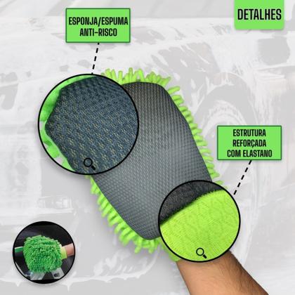 Imagem de Luva De Microfibra Para Lavagem Automotiva Lavar com Segurança Cerdas Macias Não Risca