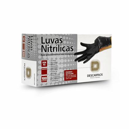 Imagem de Luva de Procedimento Nitrílica Preta M (KIT C/1000) - Descarpack
