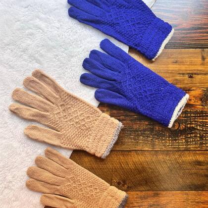 Imagem de Luva de Tricô Feminina Adulto Inverno Luva de lã - Kit com 3