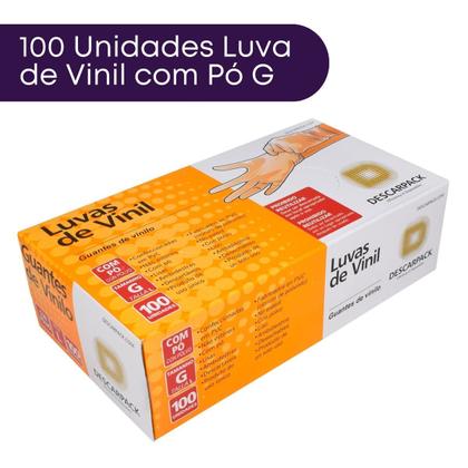 Imagem de Luva de Vinil Com Pó Caixa c/ 100 Unidades TAM G - Descarpack