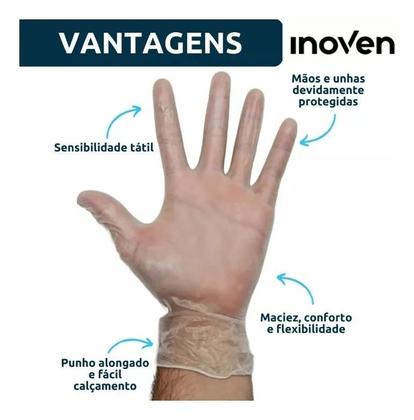 Imagem de Luva De Vinil Procedimento Não Cirúrgico Inoven Sem Pó Tamanho P Caixa Com 100 Und