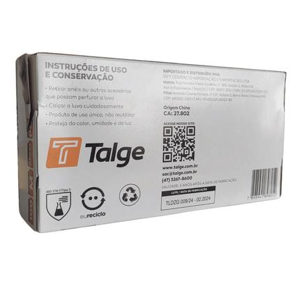 Imagem de Luva de Vinil Talge (G) com pó com 100 unidades CA 27802 indicada para cozinha, indústria e clinicas