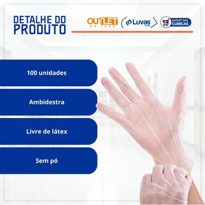 Imagem de Luva Descartável de Procedimento Vinil Sem Pó P M G 100un Descarpack
