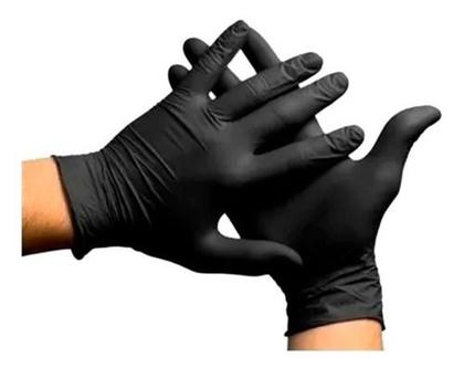 Imagem de Luva Descartável Nitrílica Preta S/pó 100 Unidades Média Cor Preto Tamanho M
