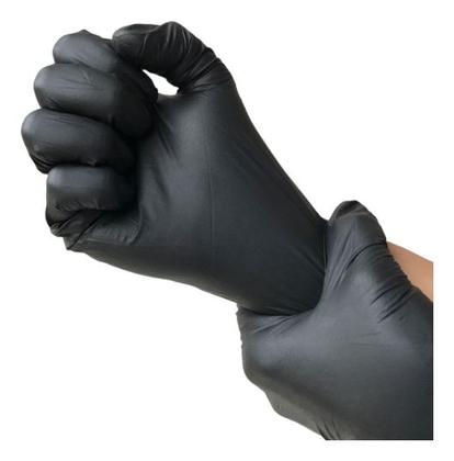 Imagem de Luva Descartável Nitrílica Sem Pó Preta P Com Alta Resistência 100un Descarpack
