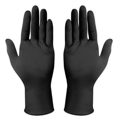 Imagem de Luva Descartável Nitrílica Sem Pó Preta P Com Alta Resistência 100un Descarpack