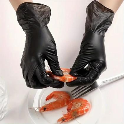 Imagem de Luva Descartável Nitrílica Sem Pó Preta P Com Alta Resistência 100un Descarpack