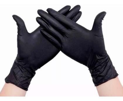 Imagem de Luva Descartável Nitrílica Sem Pó Preta P Com Alta Resistência 100un Descarpack