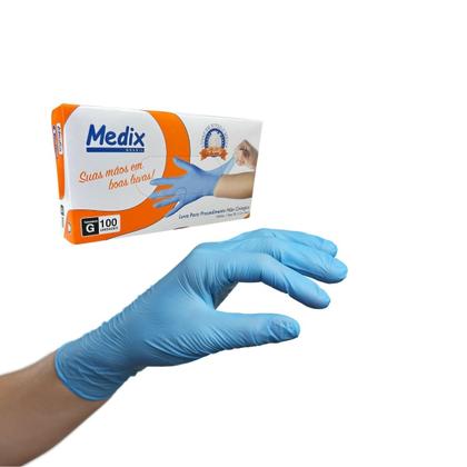 Imagem de Luva Descartável Nitrilo Azul "G" Sem Pó Caixa com 100 Unidades Medix