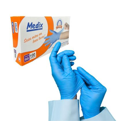 Imagem de Luva Descartável Nitrilo Azul "GG" Sem Pó Caixa com 100 Unidades Medix