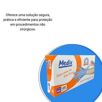 Imagem de Luva Descartável Nitrilo Azul "GG" Sem Pó Caixa com 100 Unidades Medix