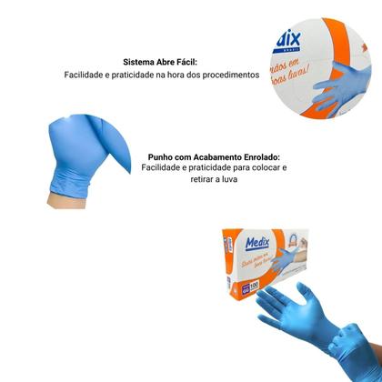 Imagem de Luva Descartável Nitrilo Azul "GG" Sem Pó Caixa com 100 Unidades Medix