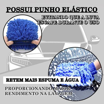 Imagem de Luva Dupla Face Lavagem e Limpeza Automotiva Macia Microfibra Anti Risco