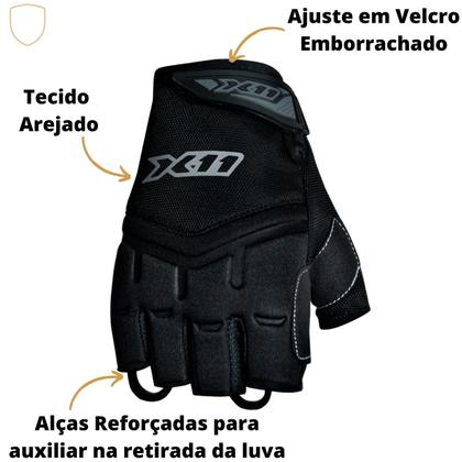 Imagem de Luva Fit X Meio Dedo X11 Dedo Aberto Motoboy Moto Motociclista Motoqueiro Bike Ciclista Bicicleta Ciclismo Kart Vôo Livre Paramotor