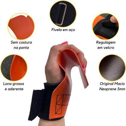 Imagem de Luva HAND Grip Exercício Funcional Barra fixa Pull Up Fit Cross LARANJA