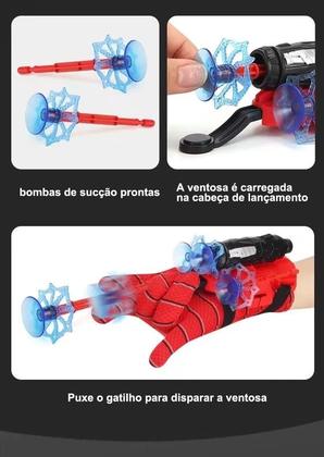 Imagem de Luva Homem Aranha Brinquedo Infantil Lançador e Dispara Dardos Lança Teia Ventosa