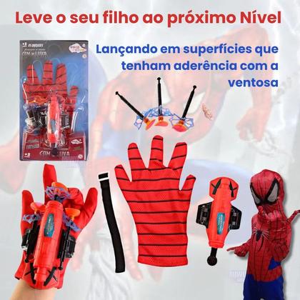 Imagem de Luva Homem Aranha Brinquedo Infantil Lançador e Dispara Dardos Lança Teia Ventosa