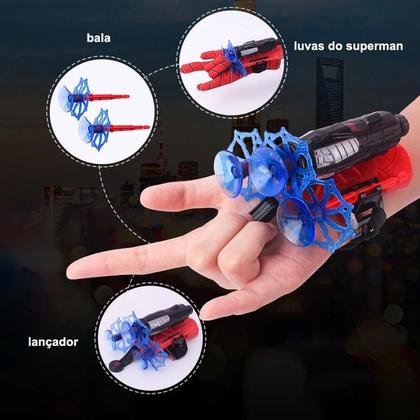 Imagem de Luva Homem Aranha Brinquedo Infantil Lançador e Dispara Dardos Lança Teia Ventosa