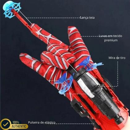 Imagem de Luva Homem Aranha Brinquedo Infantil Lançador e Dispara Dardos Lança Teia Ventosa