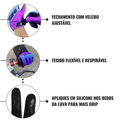 Imagem de Luva Ims Attack 2025 Roxo/Azul Trilha Enduro Motocross